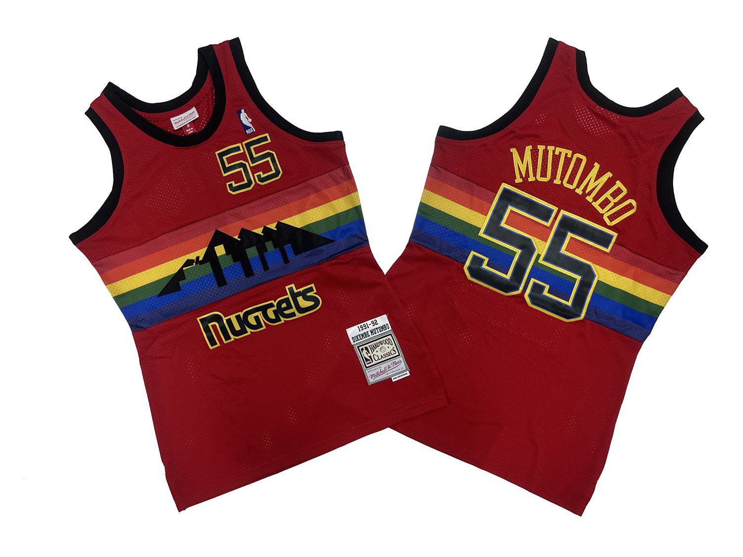 Men Denver Nuggets #55 Mutombo Red Throwback NBA Jersey->denver nuggets->NBA Jersey